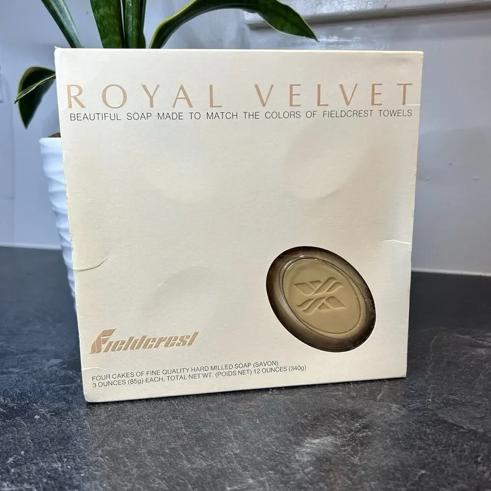 Vintage 4 Pc Royal Velvet Scented Hard Milled‎ Bar Soaps SUEDE 3 oz Each